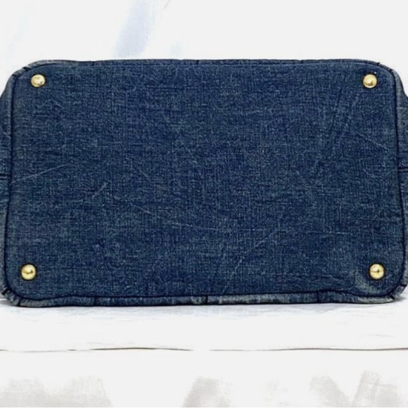 PRADA Canapa Tote Bag Very Good Denim Navy - Picture 7 of 12